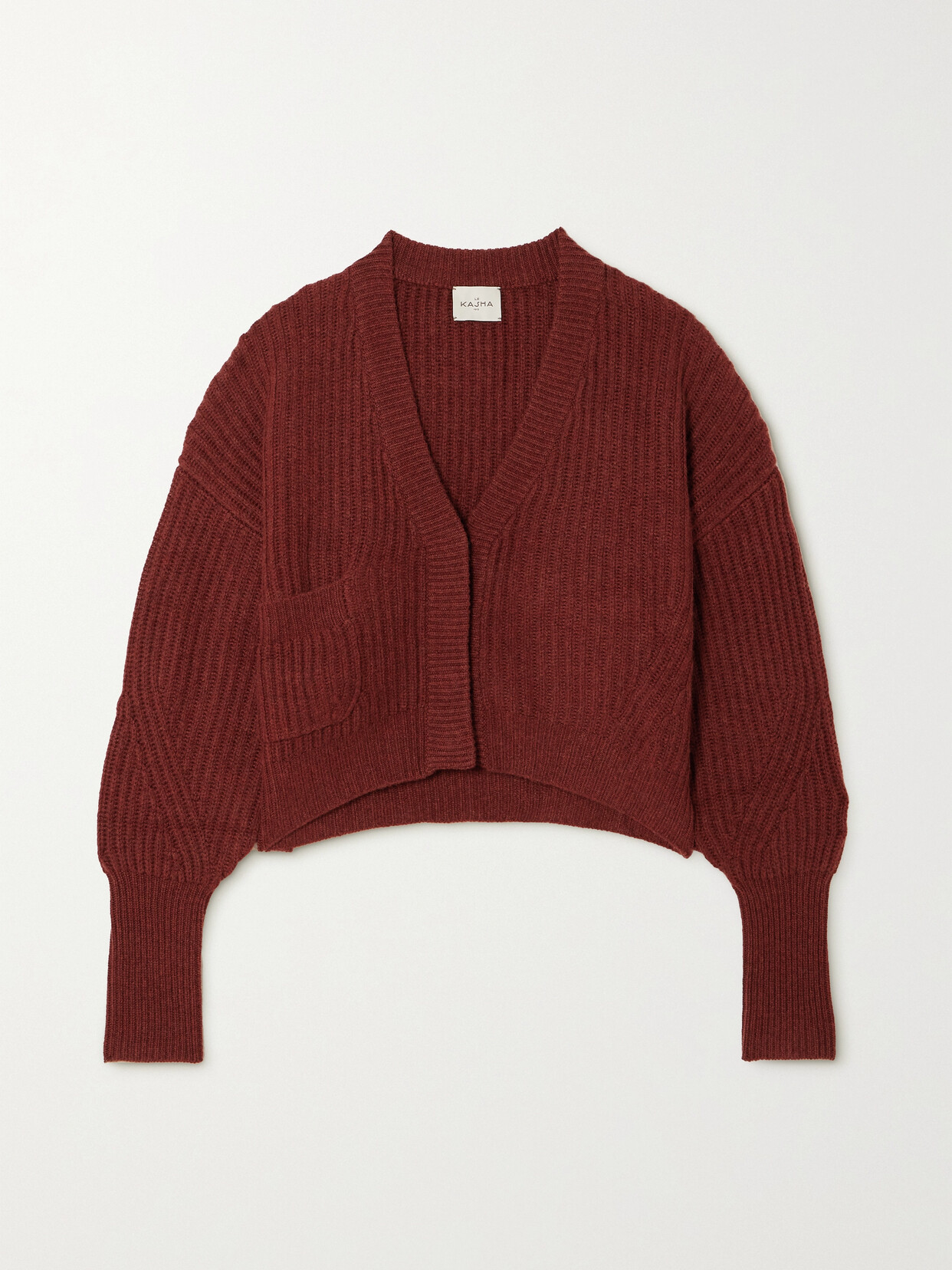 Le Kasha Monaco Ribbed Organic Cashmere Cardigan In Red