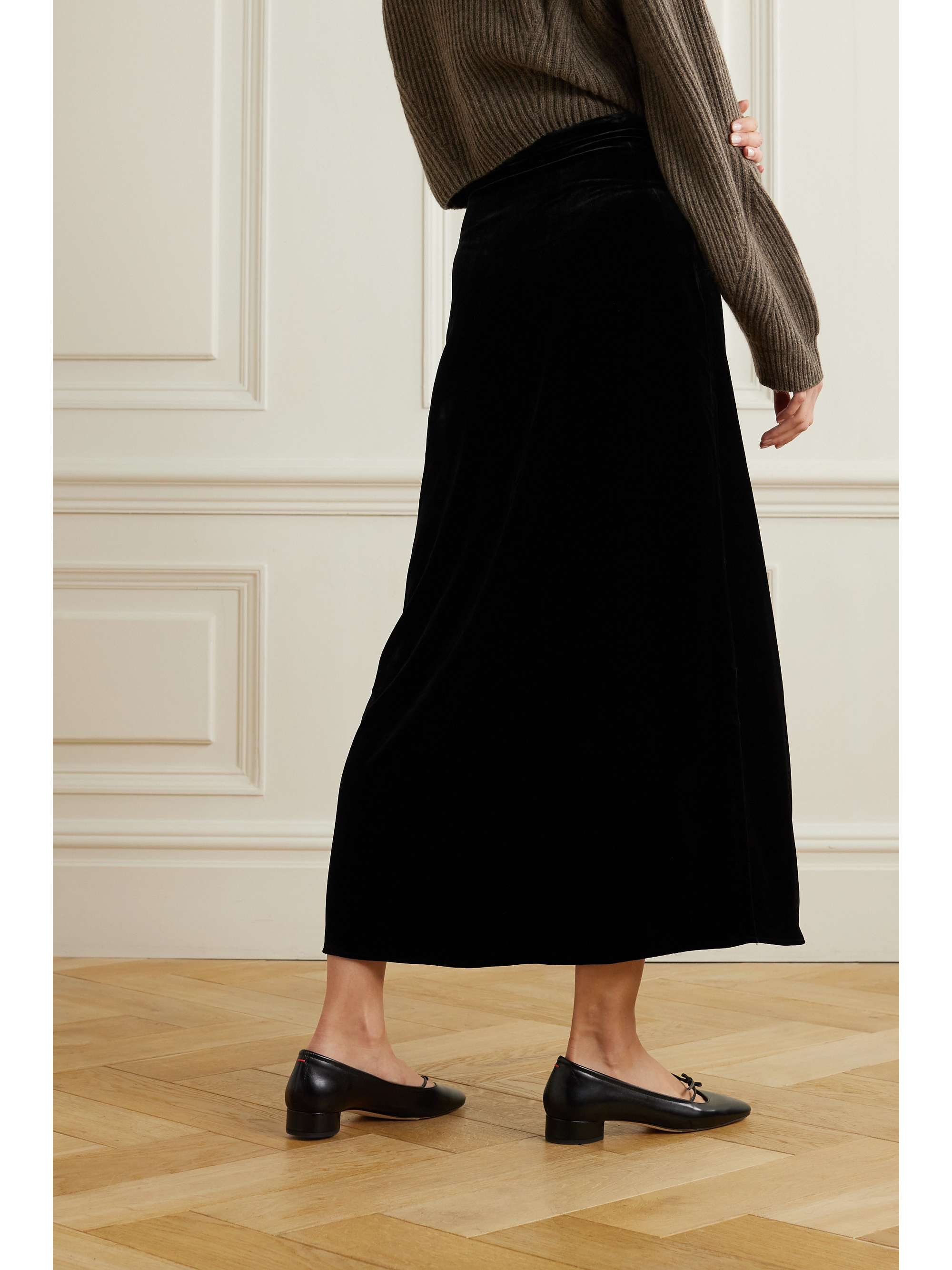 LE KASHA Castello velvet midi skirt | NET-A-PORTER