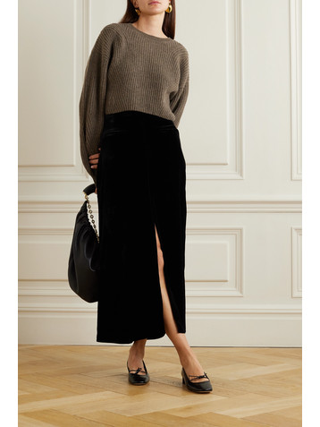 Le Kasha Castello velvet midi skirt