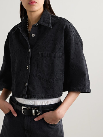 HALFBOY Cropped distressed denim shirt