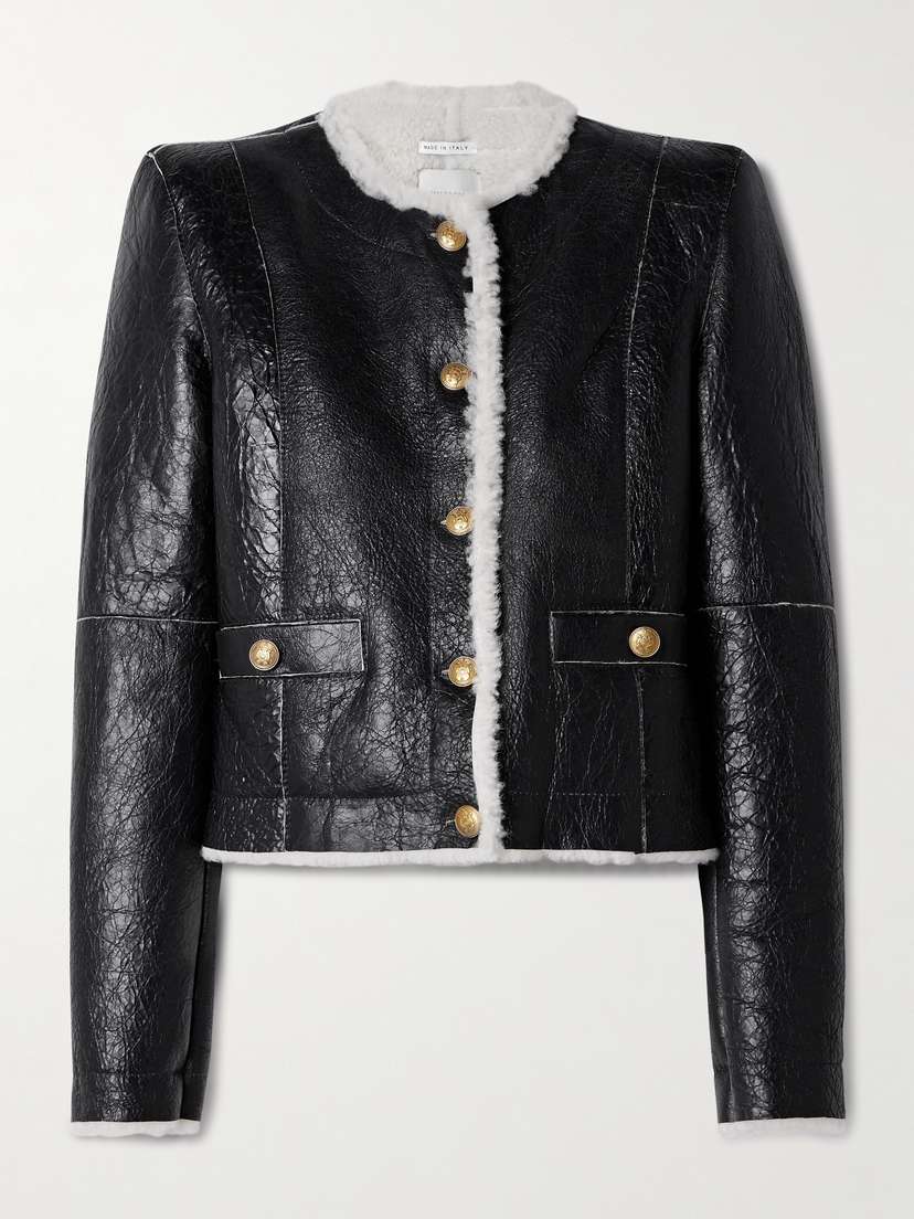 HALFBOY Alice Cropped Shearling Jacket - x large