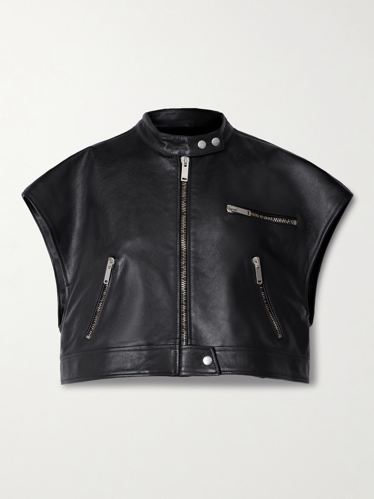 Halfboy Cropped Leather Vest In Black