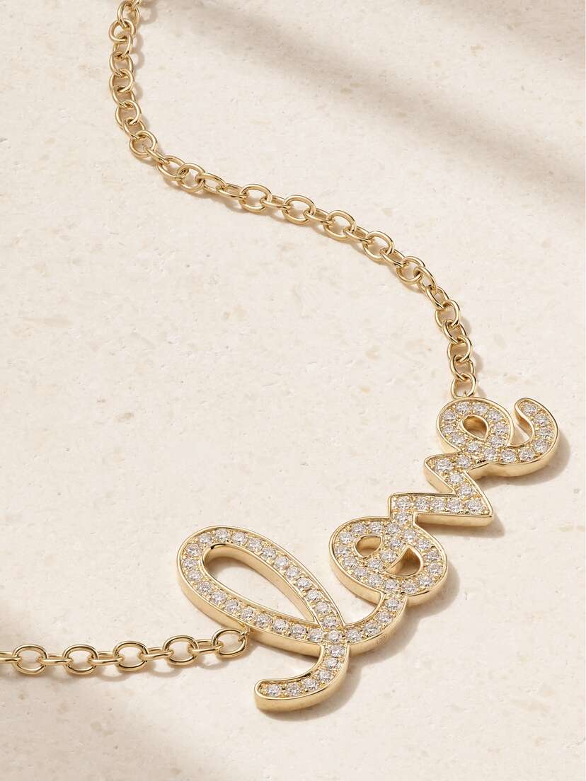 Sydney Evan Xl Love 14-karat Gold Diamond Necklace