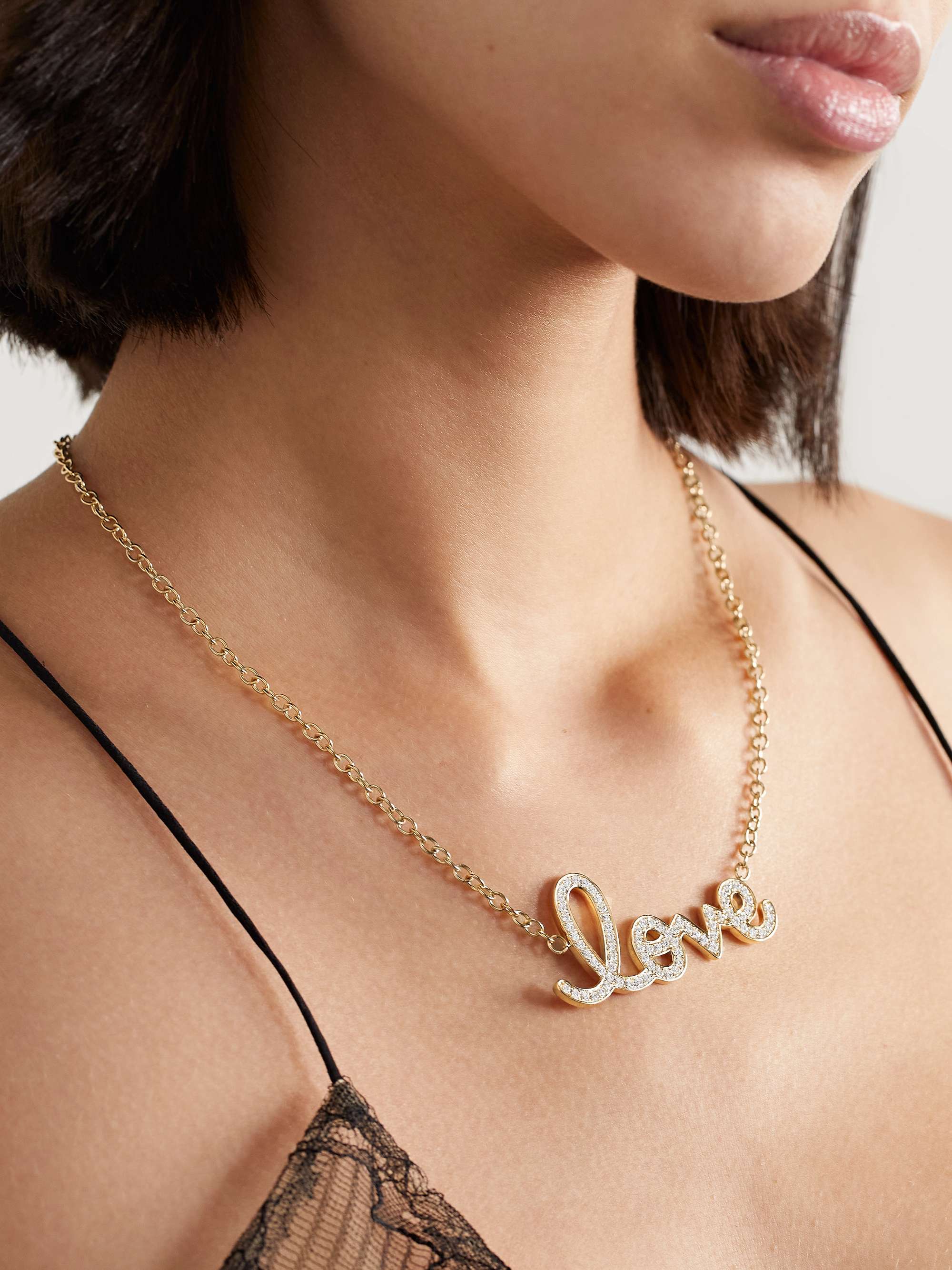 SYDNEY EVAN Love 14-karat gold diamond necklace
