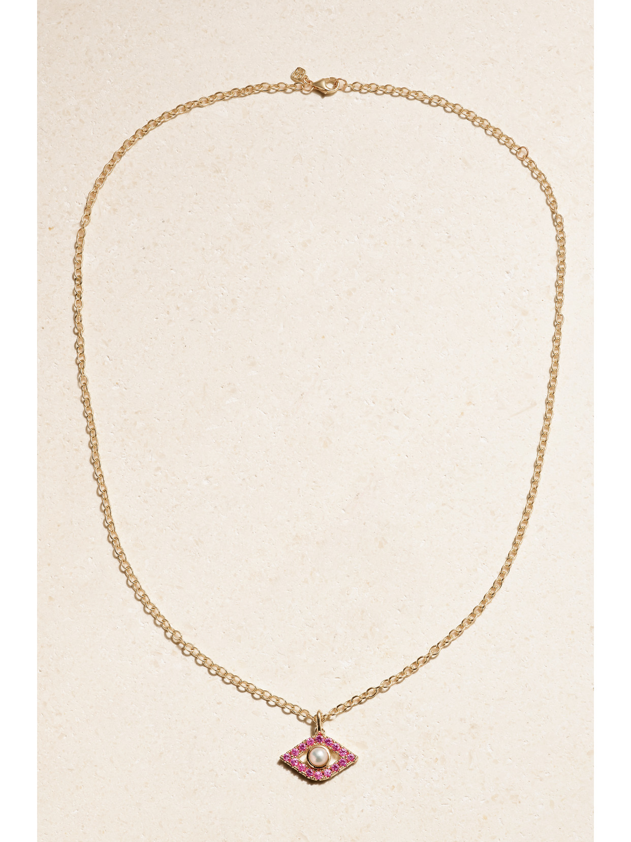 Sydney Evan Evil Eye 14-karat Gold, Pearl And Sapphire Necklace In Gold