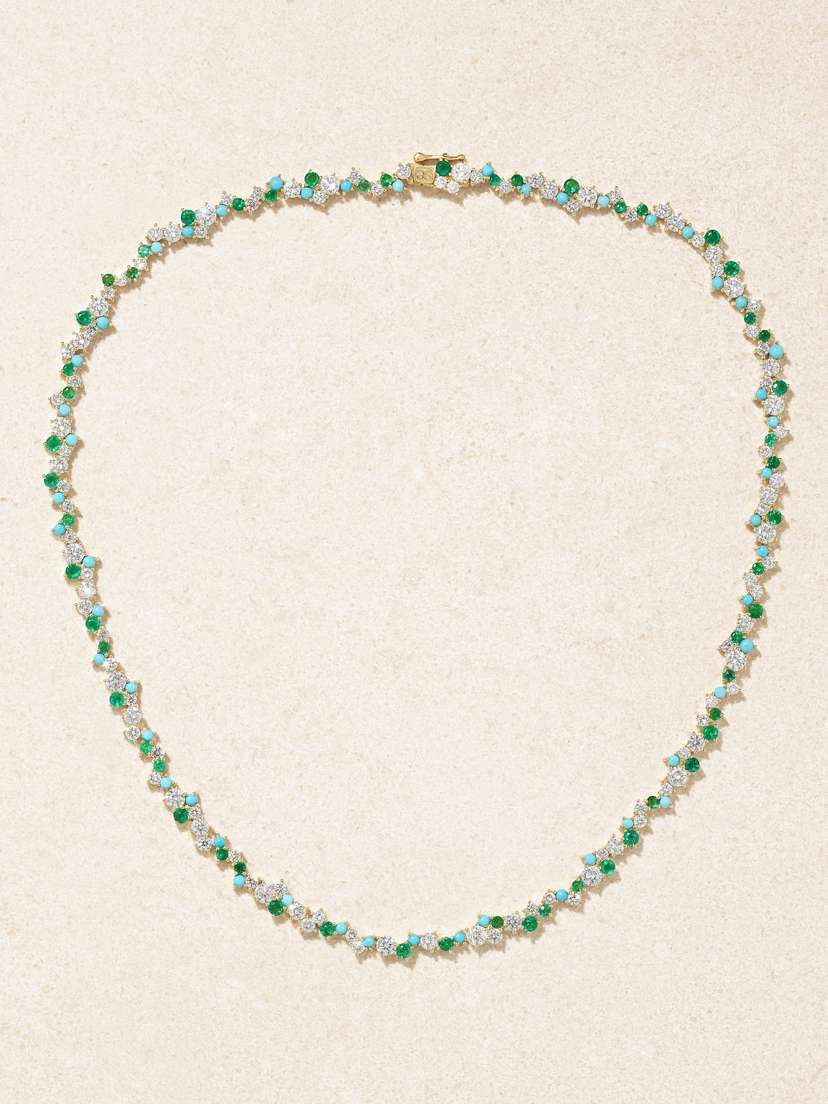 Sydney Evan Cocktail Eternity 14-karat Gold Multi-stone Necklace