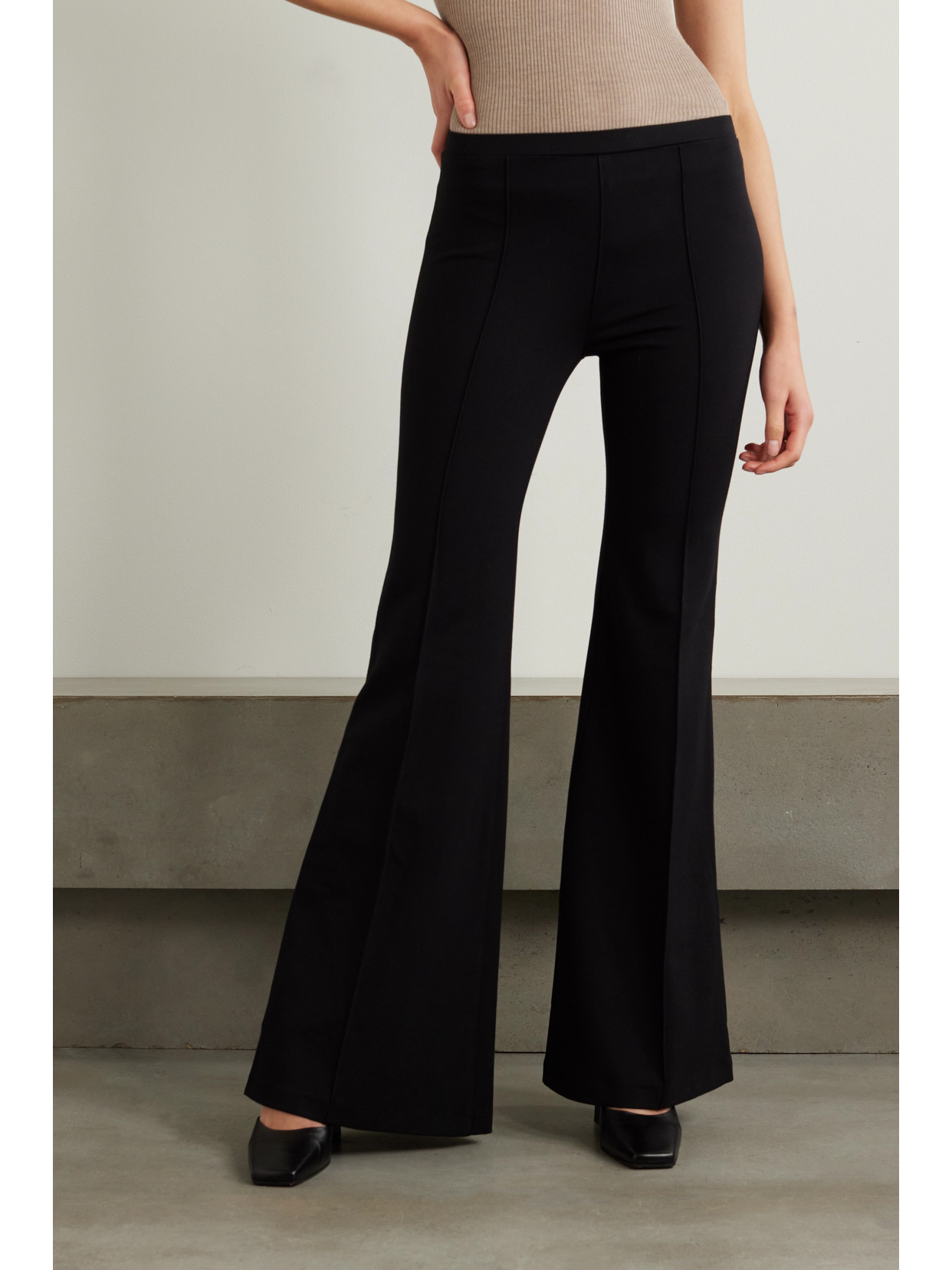 Sprwmn Ultra Flare Stretch-knit Flared Leggings In Black