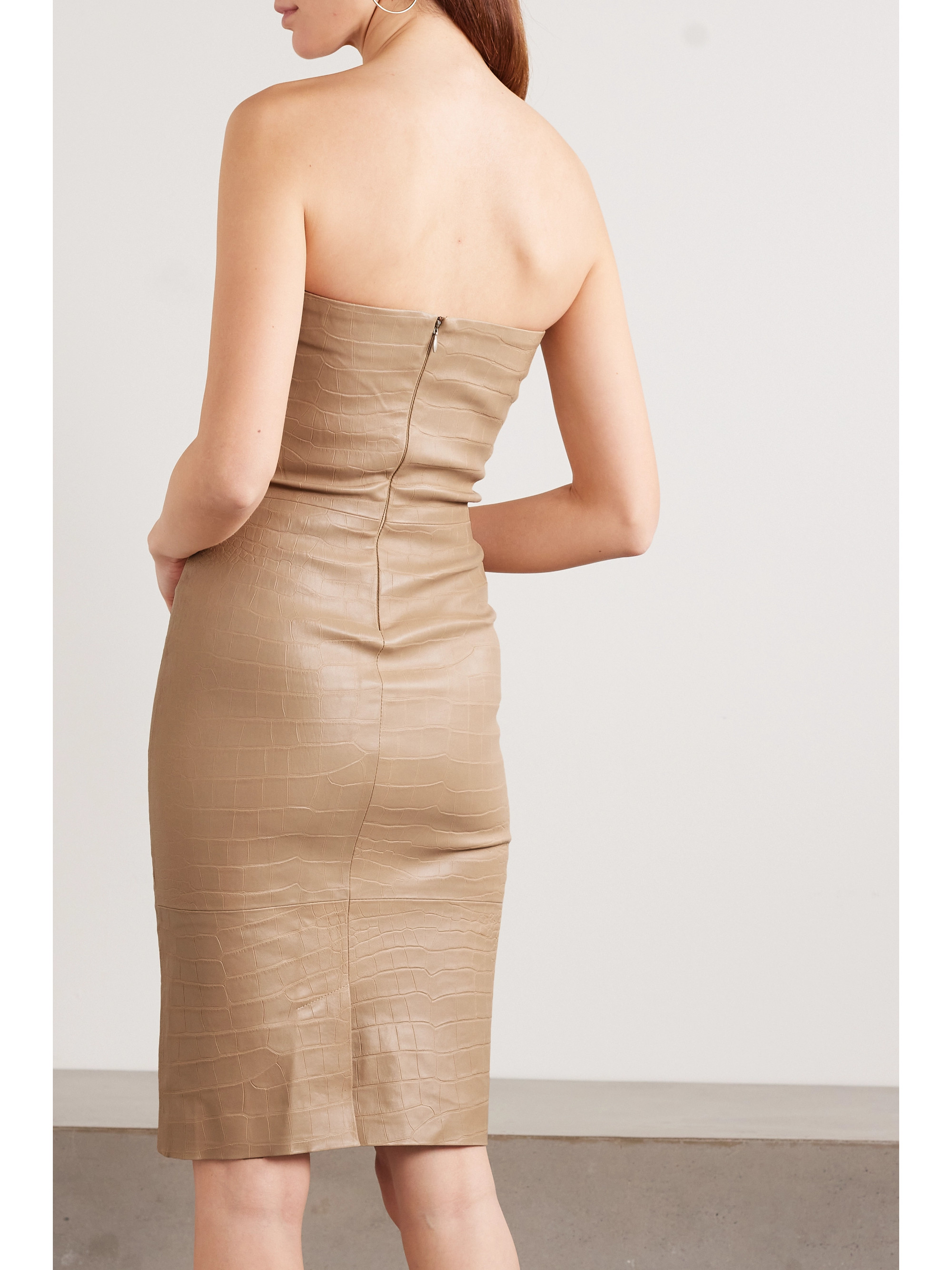SPRWMN Strapless croc-effect leather dress thumbnail