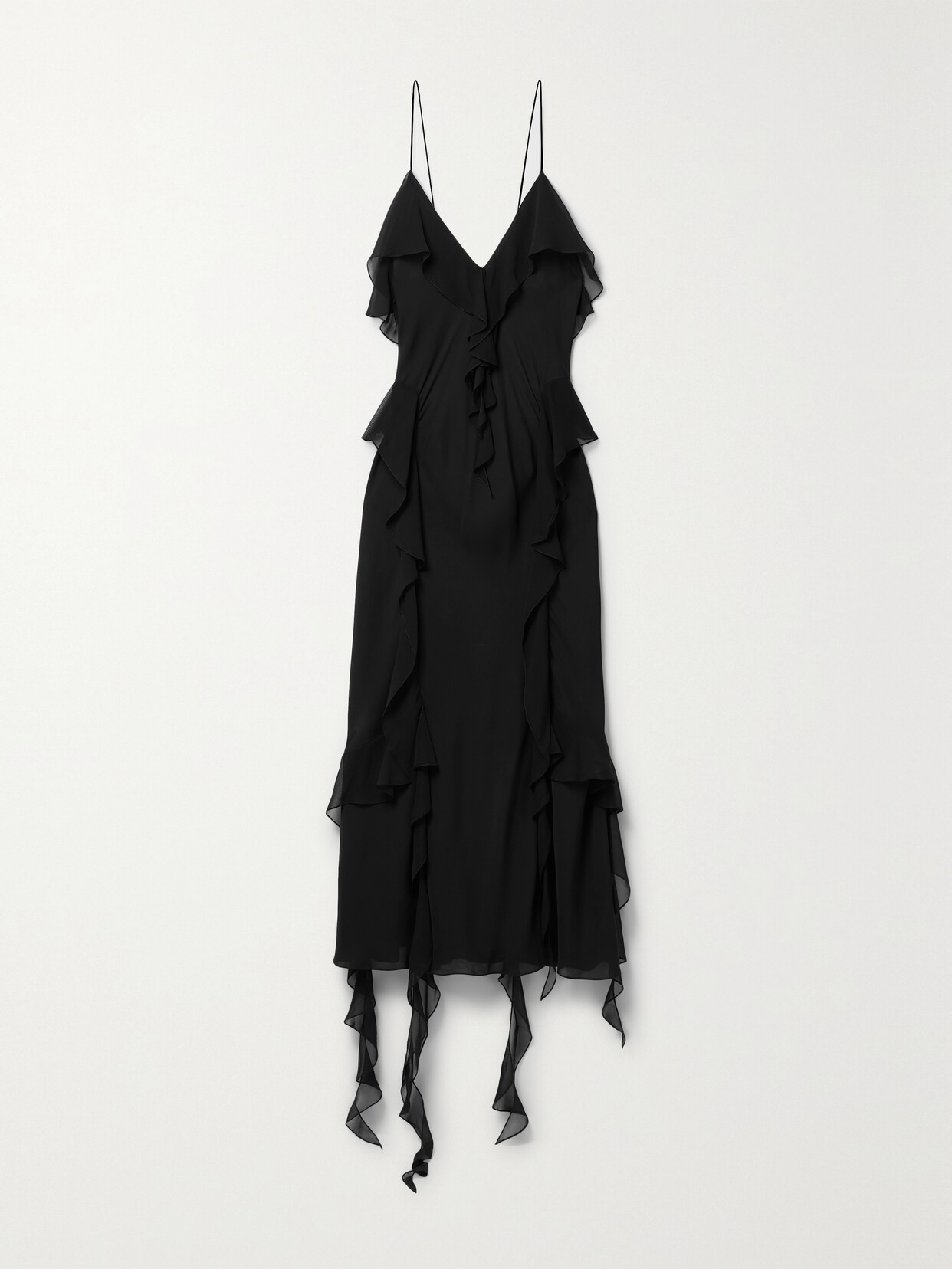 Khaite - Pim Ruffled Silk-georgette Midi Dress - Black