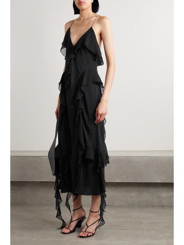 KHAITE Pim ruffled silk-georgette midi dress