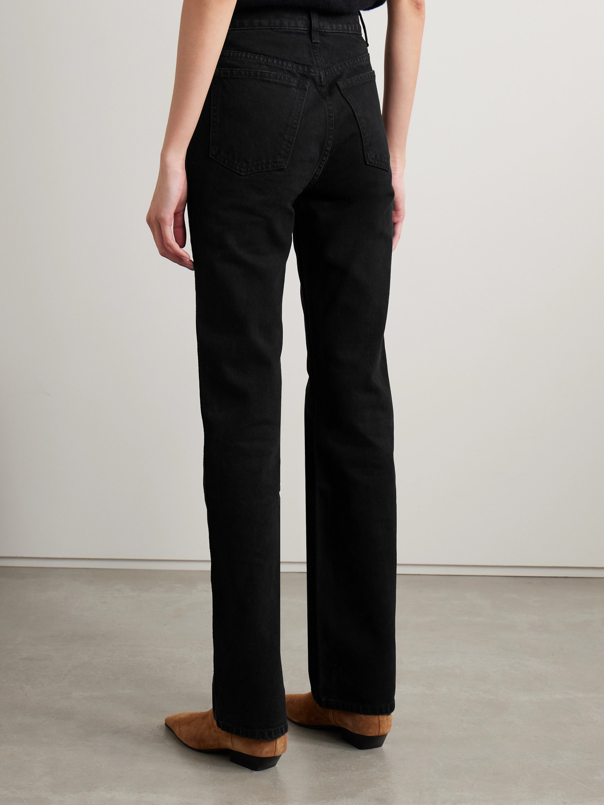 Shop Khaite Danielle High-rise Slim-leg Jeans In Black