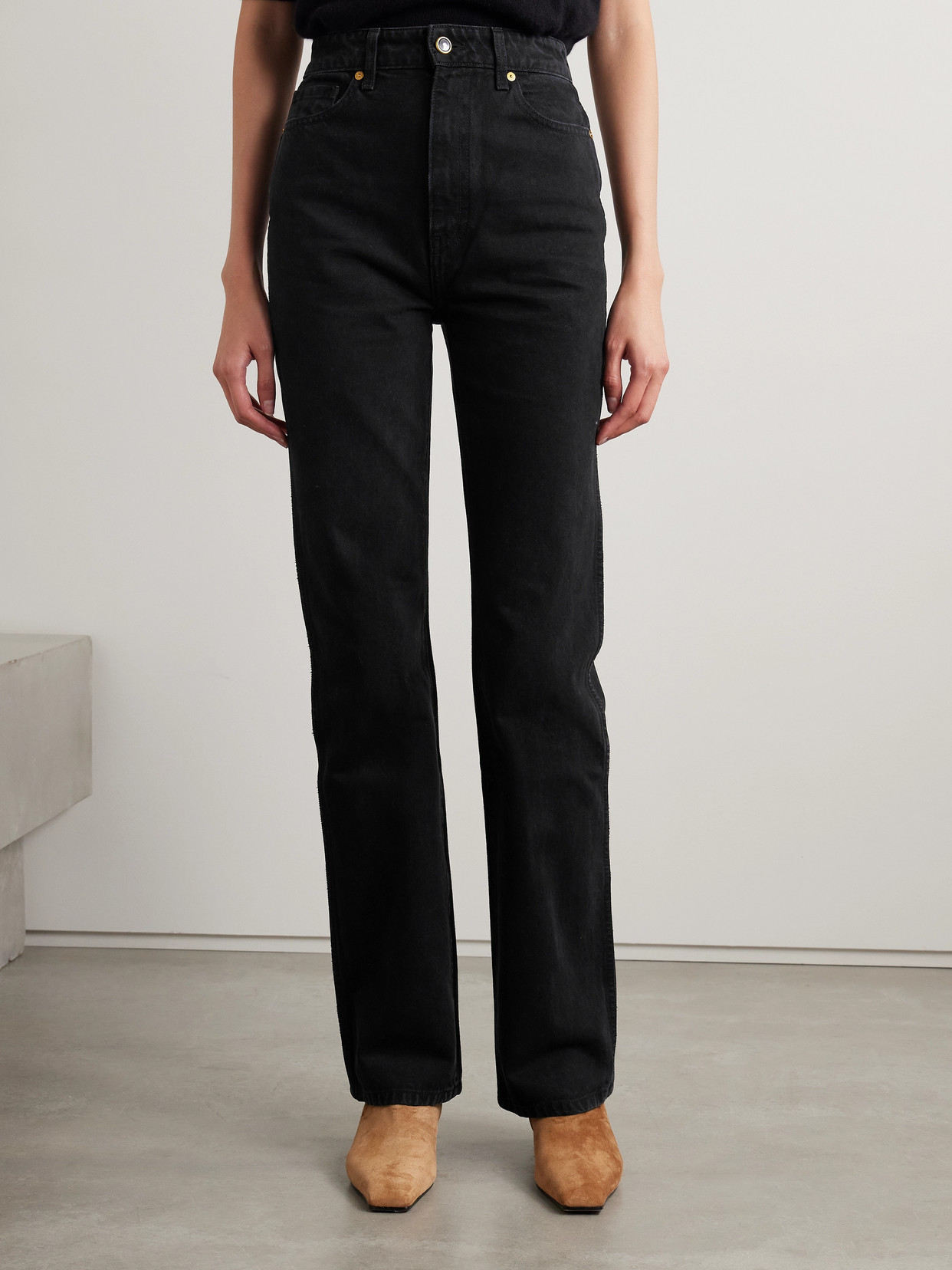 Shop Khaite Danielle High-rise Slim-leg Jeans In Black