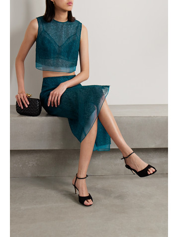 Jason Wu Collection Cropped layered corded lace and silk-organza top