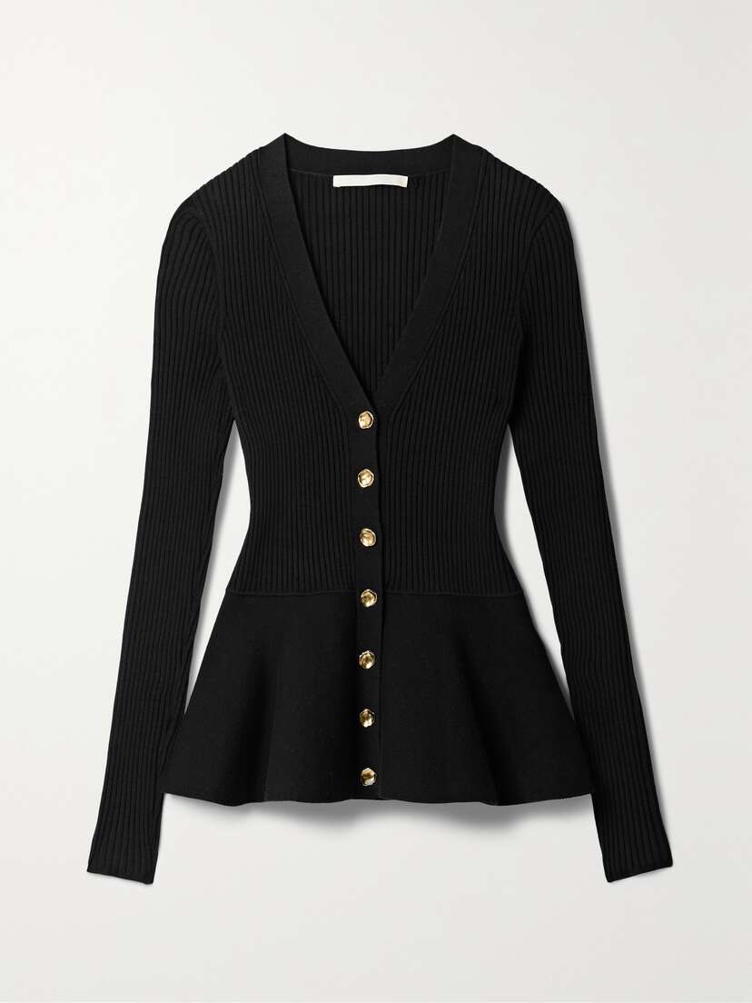 Jason Wu Collection Ribbed-knit Peplum Cardigan - x large