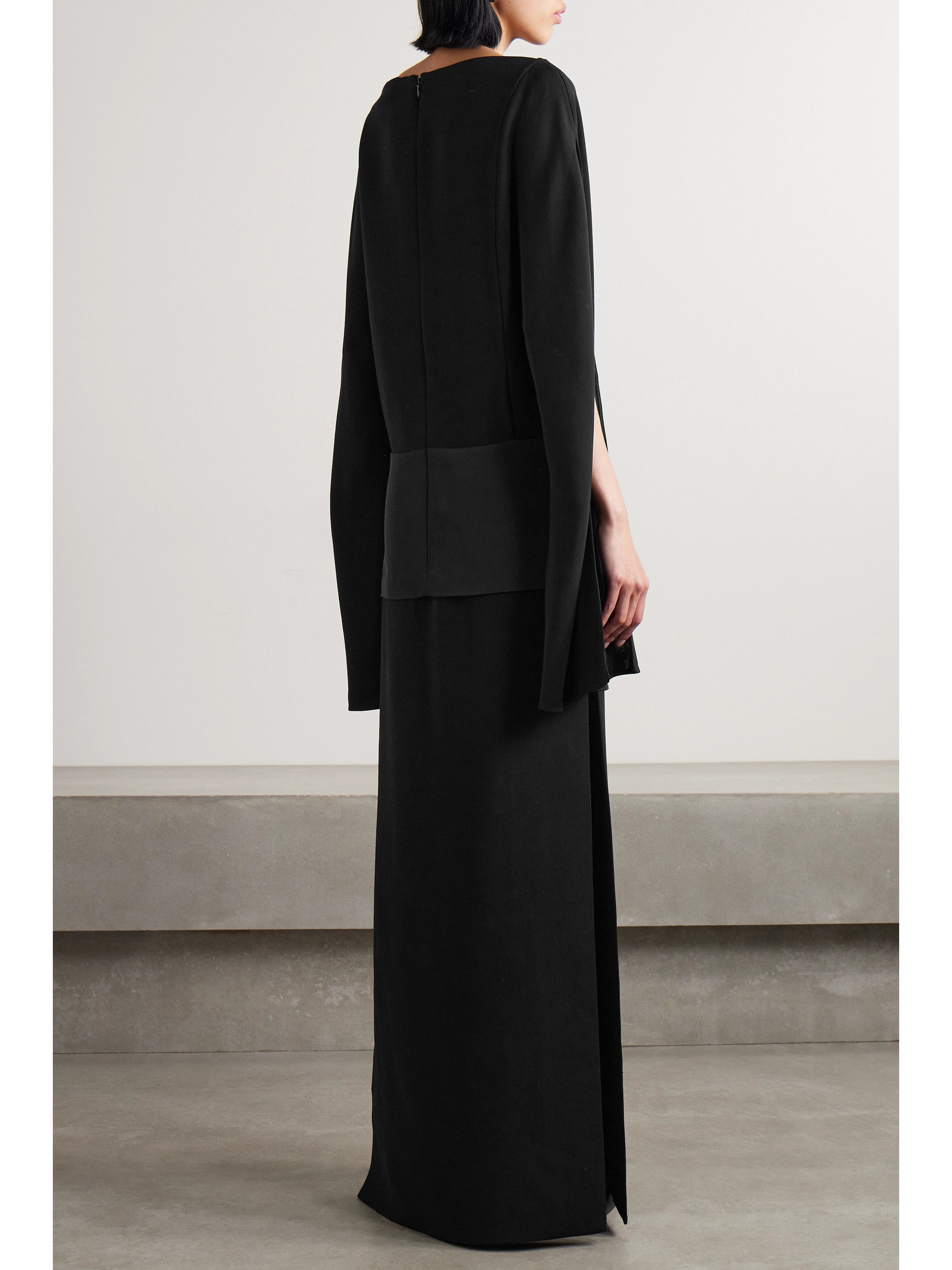KHAITE Nanette faille-trimmed crepe maxi dress thumbnail