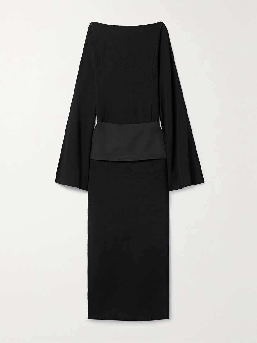 Khaite Nanette Faille-trimmed Crepe Maxi Dress