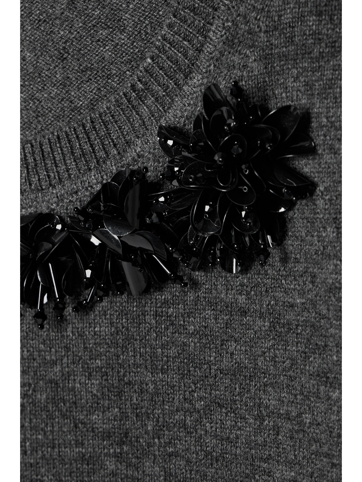 Shop Jason Wu Collection Embellished Wool And Cashmere-blend Sweater In Gray