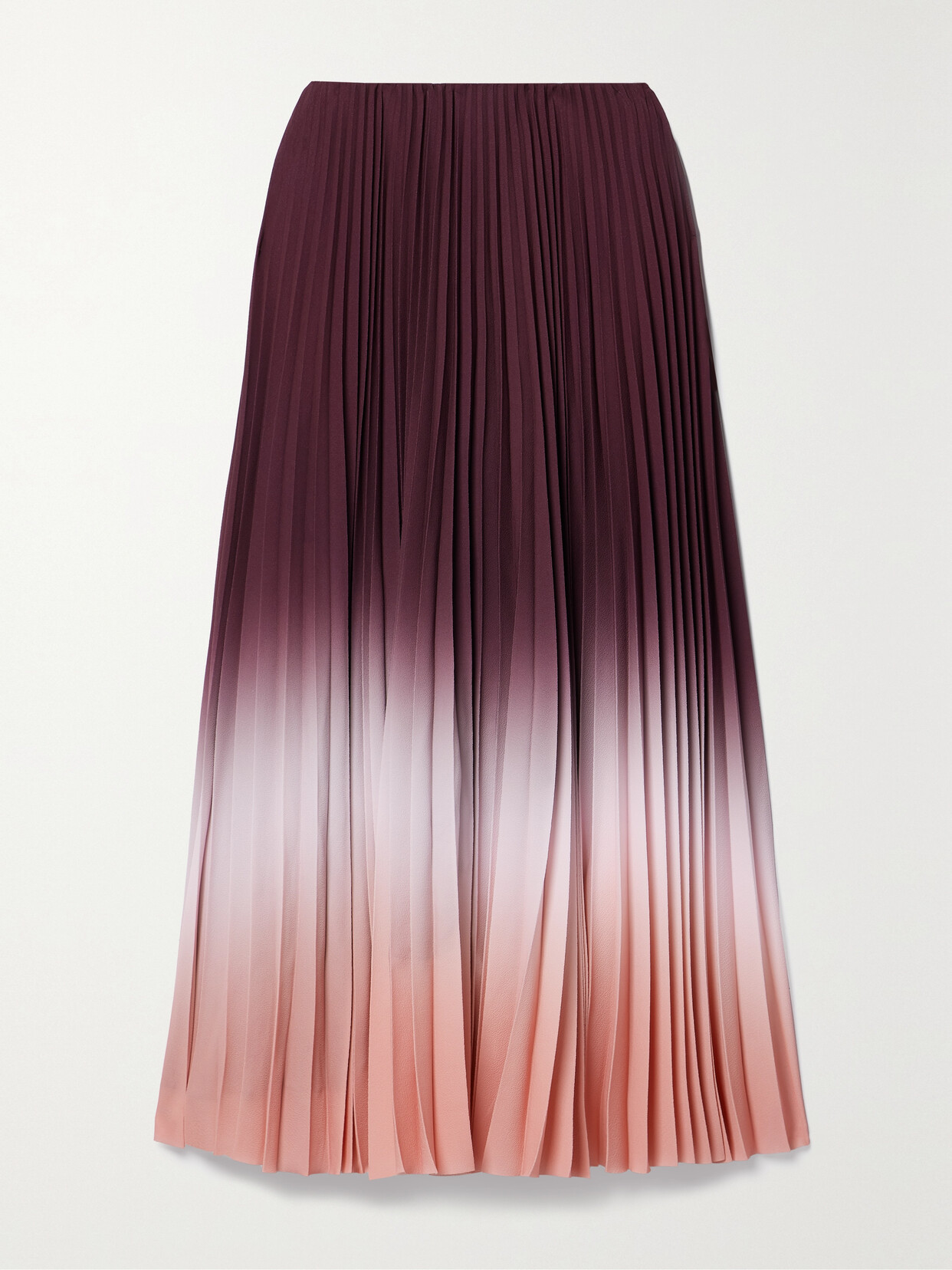 Jason Wu Collection Dip Dye Marocaine Pleated Crepe Midi Skirt In Fig/rosewater