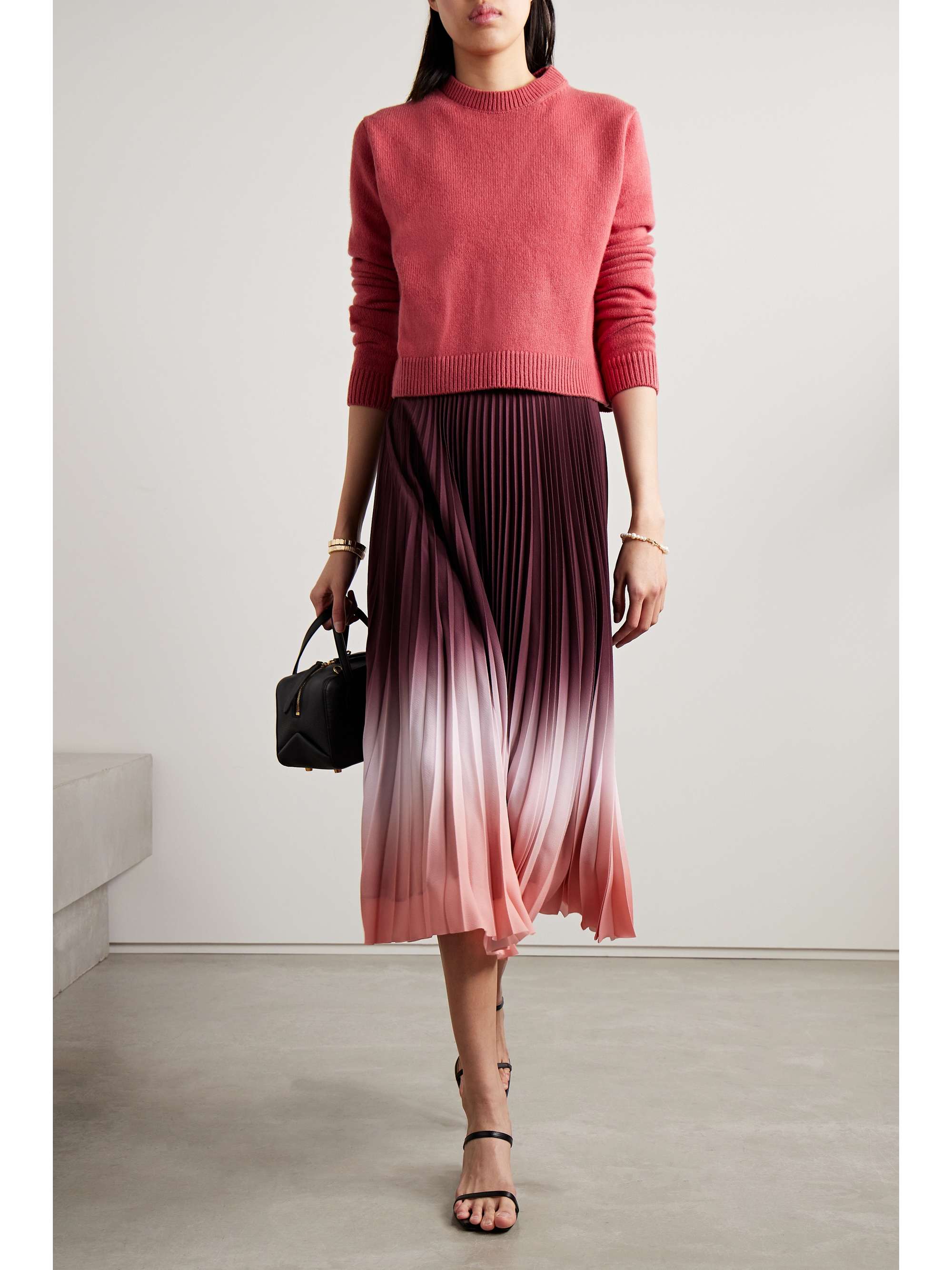 Women's Poly Crepe Pleated Midi Skirt