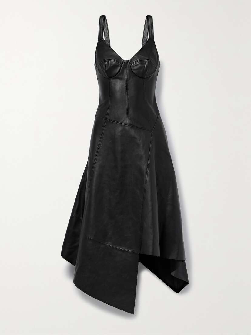 Jason Wu Collection Asymmetric Paneled Leather Midi Dress