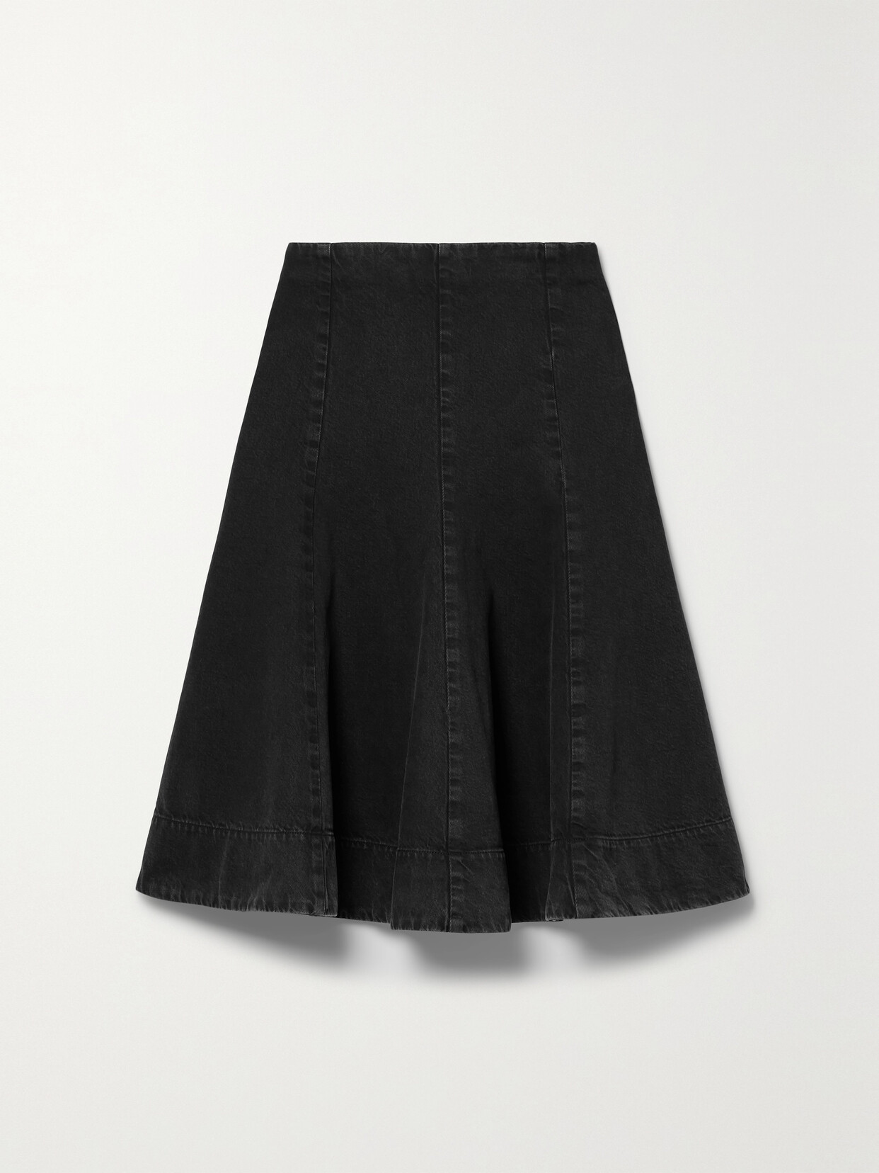 Khaite Lennox Pleated Denim Midi Skirt In Black