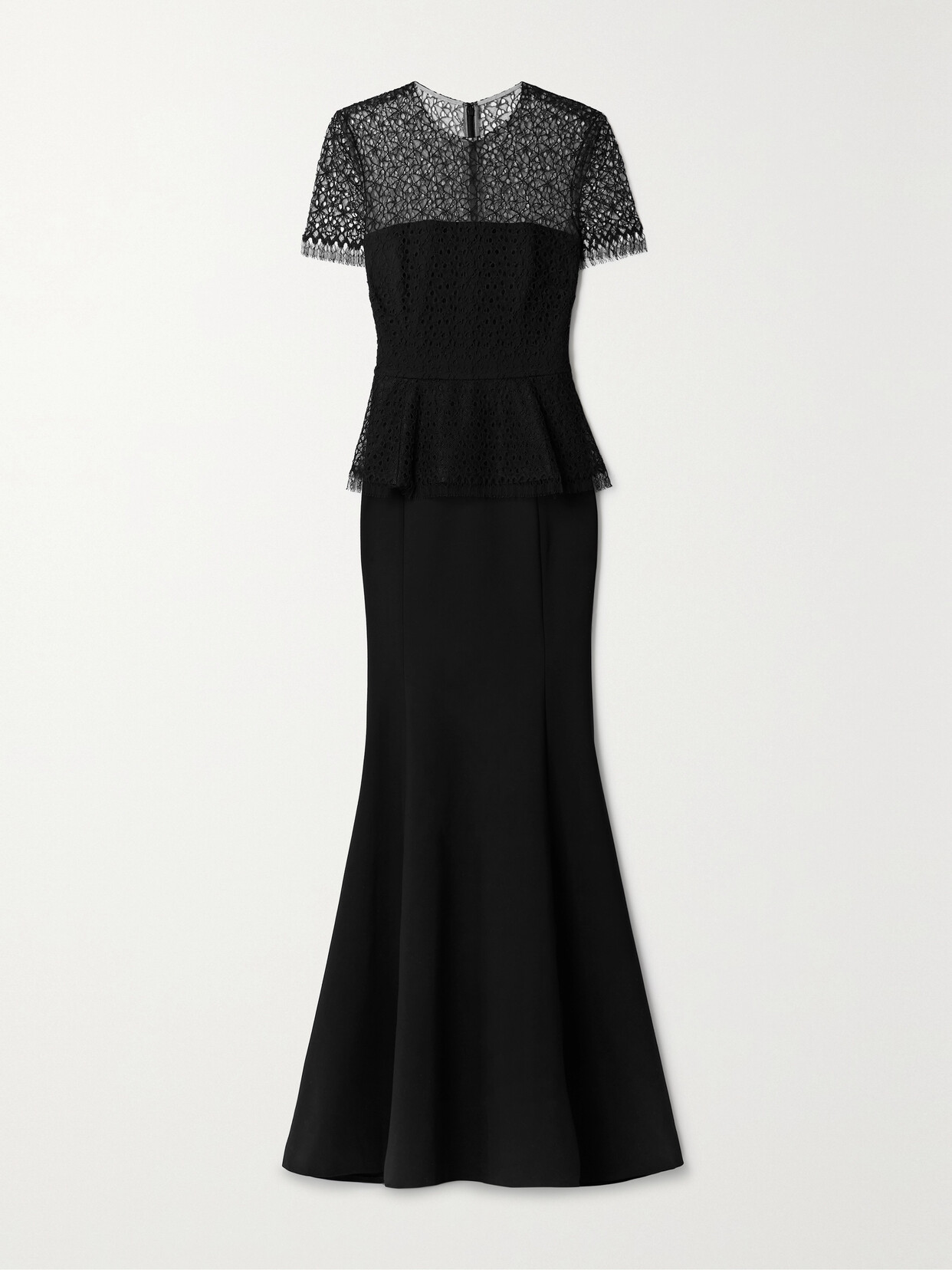 Jason Wu Collection Cotton-blend Corded Lace And Stretch-ponte Gown In Black