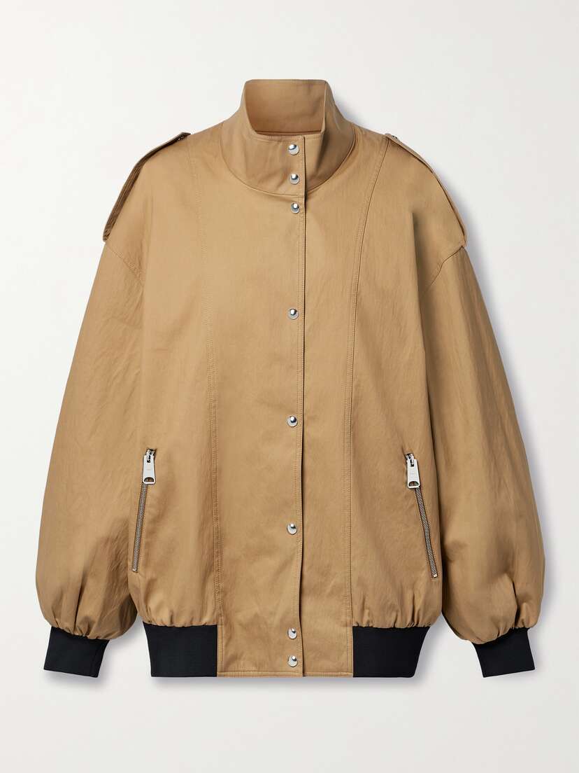Khaite Farris Oversized Paneled Cotton-blend Bomber Jacket