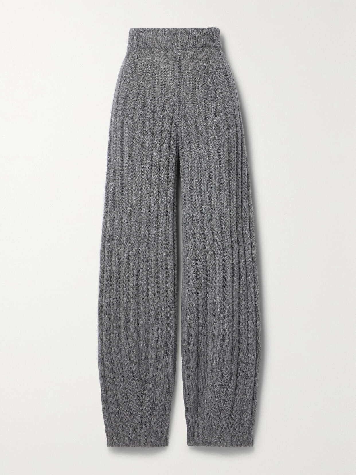 Khaite Porzio Ribbed Cashmere-blend Track Trousers In Grey