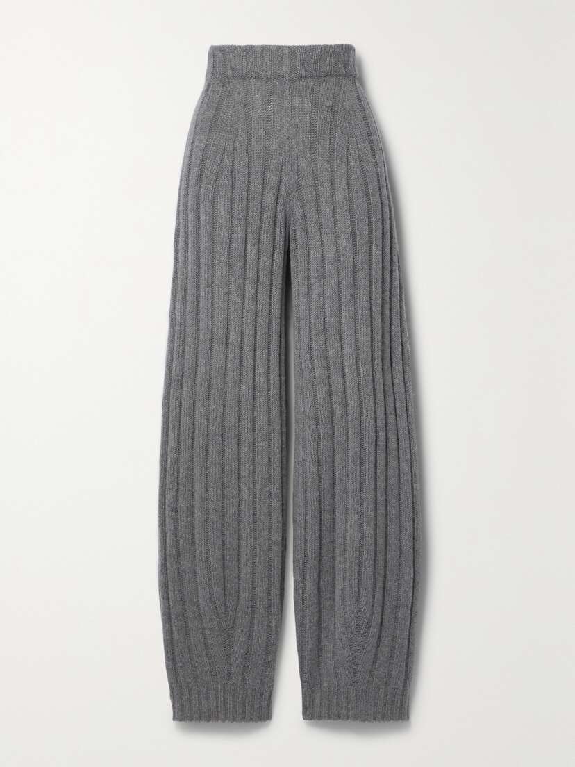 Khaite Porzio Ribbed Cashmere-blend Track Pants - - x large