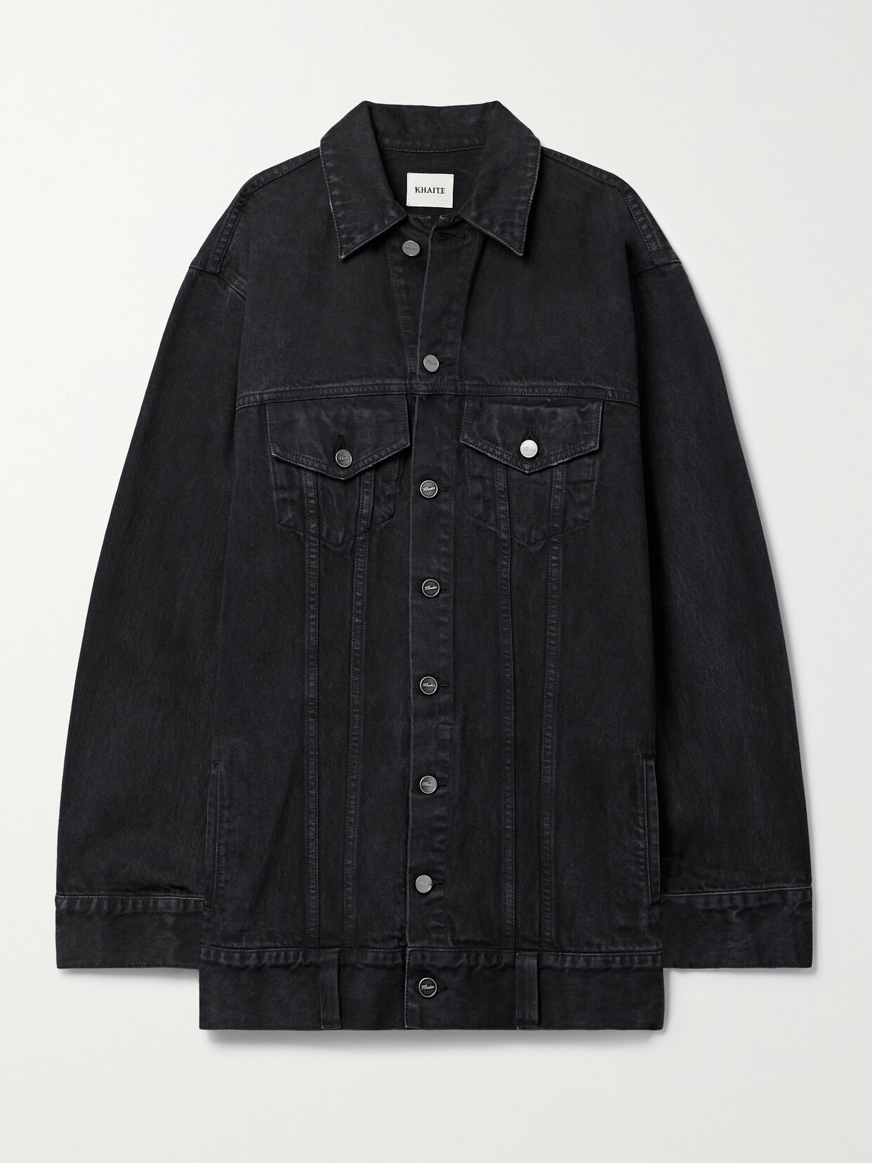 Shop Khaite Ross Oversized Denim Jacket In Black