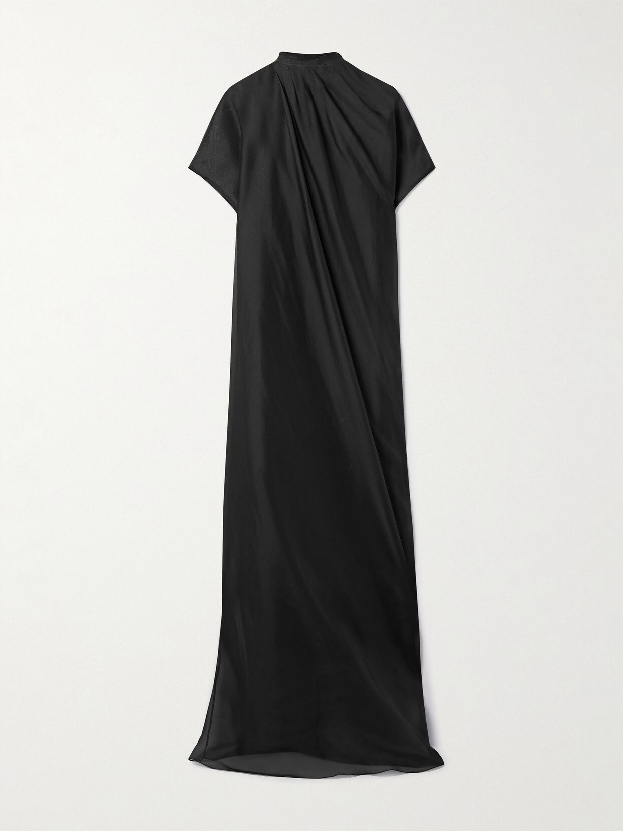 Shop Khaite Essie Gathered Silk-organza Gown In Black