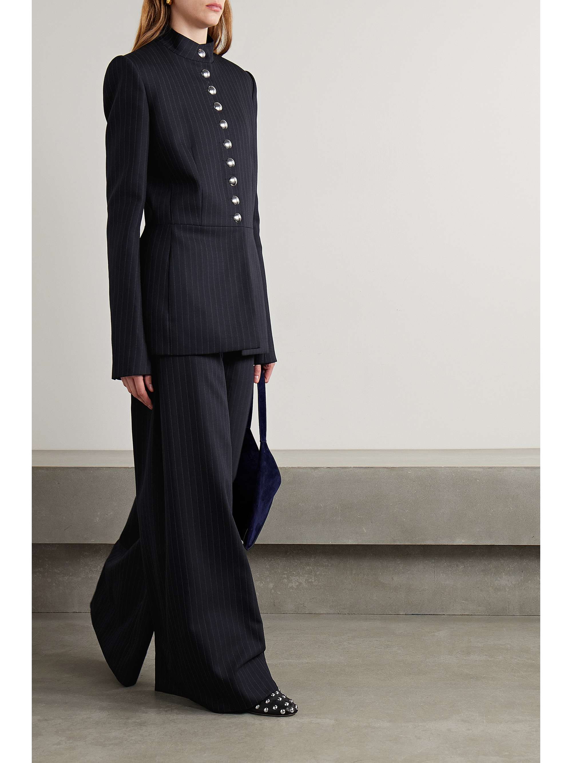 KHAITE Samuel pinstriped wool-blend jacket | NET-A-PORTER