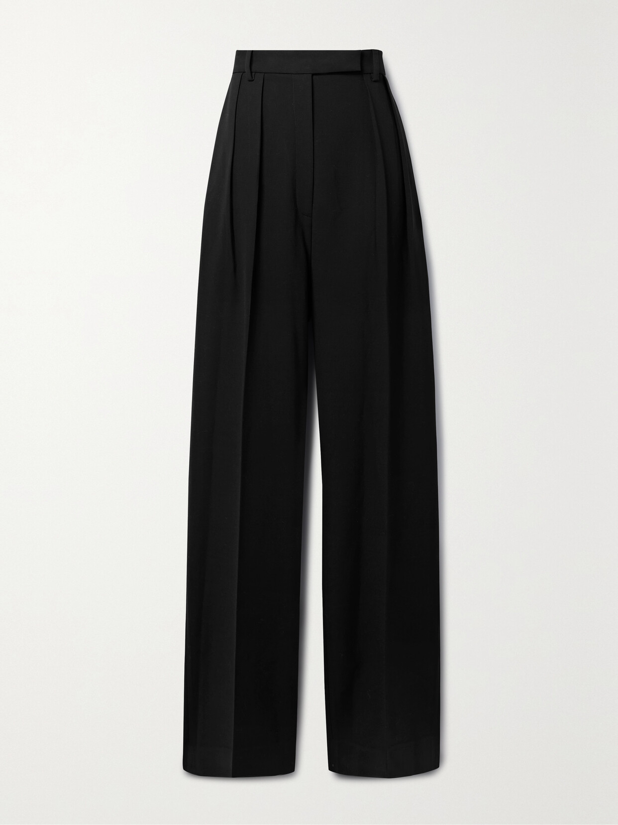 Khaite Cessie Pleated Woven Wide-leg Pants In Black