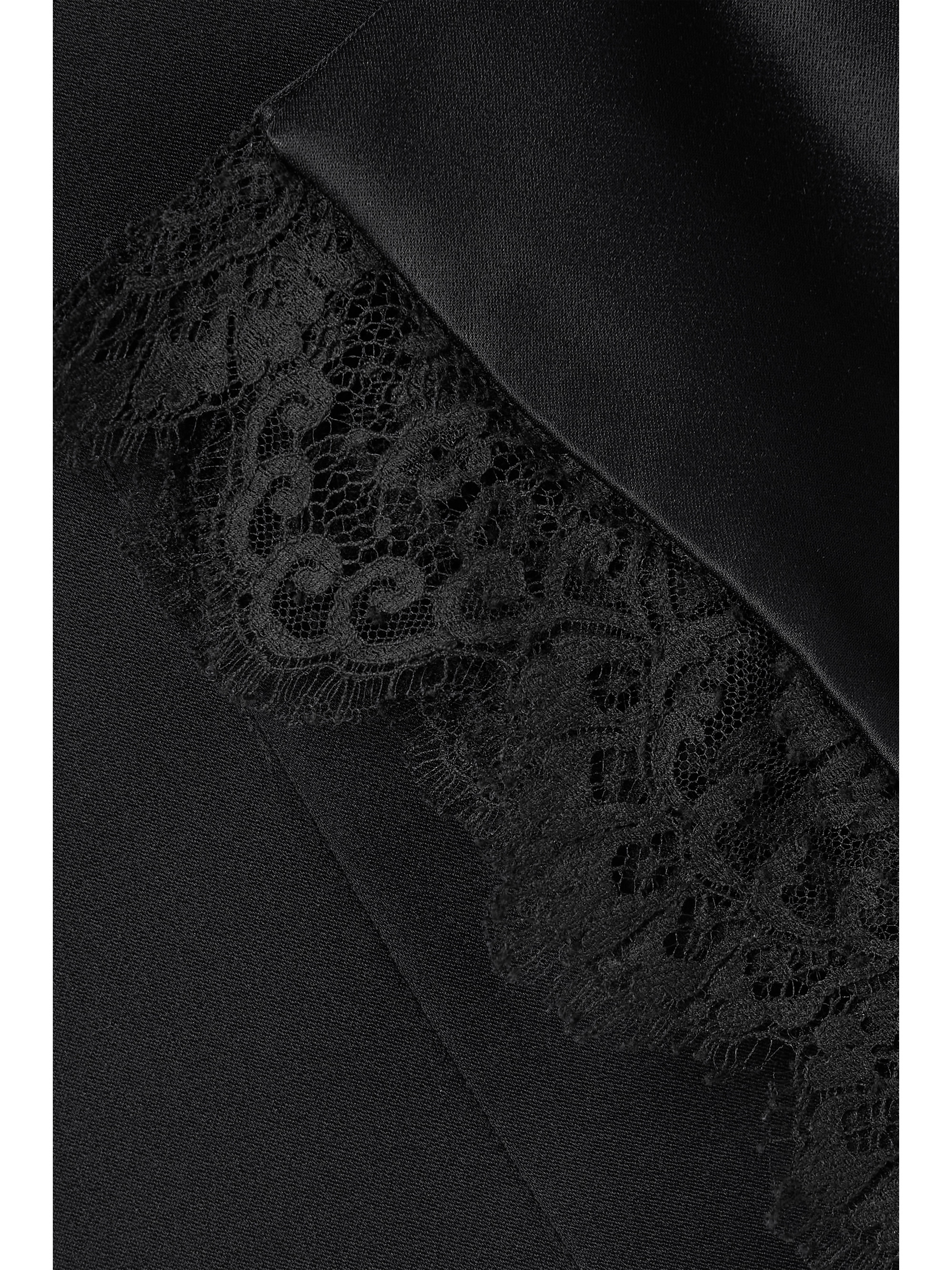 KHAITE Bo lace-trimmed paneled duchesse-satin mini dress