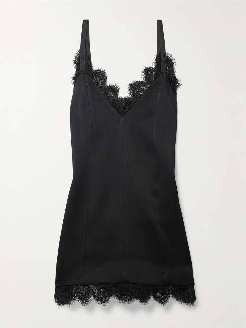 Khaite Bo Lace-trimmed Paneled Duchesse-satin Mini Dress