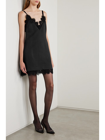 KHAITE Bo lace-trimmed paneled duchesse-satin mini dress