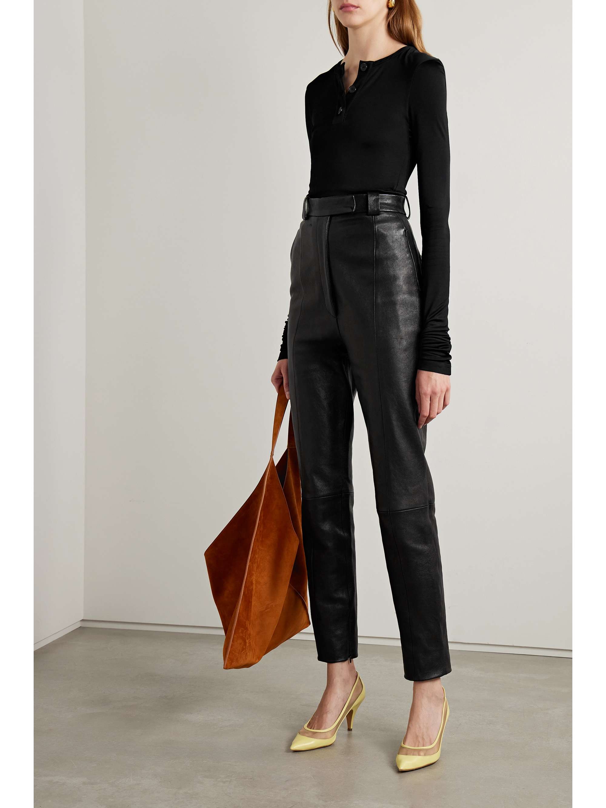 Waylin high-rise leather pants