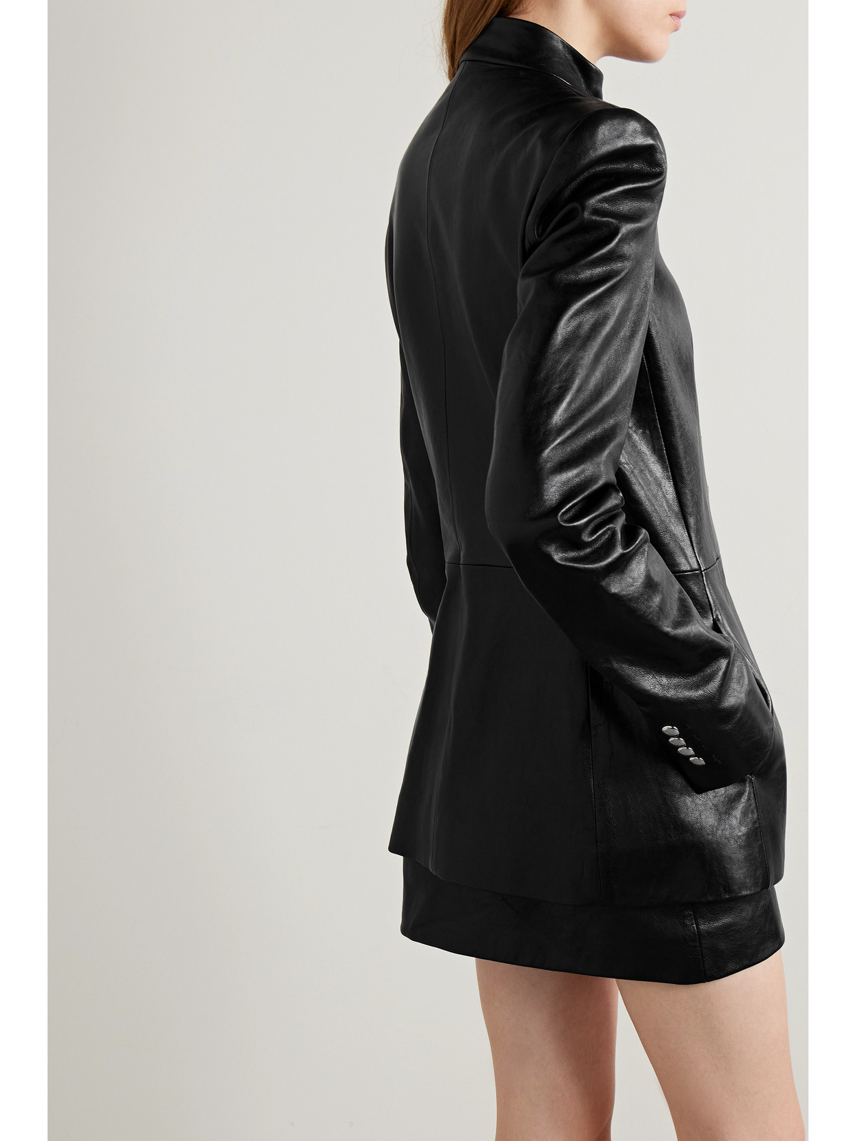 Khaite Standing Collar Leather Jacket In Black