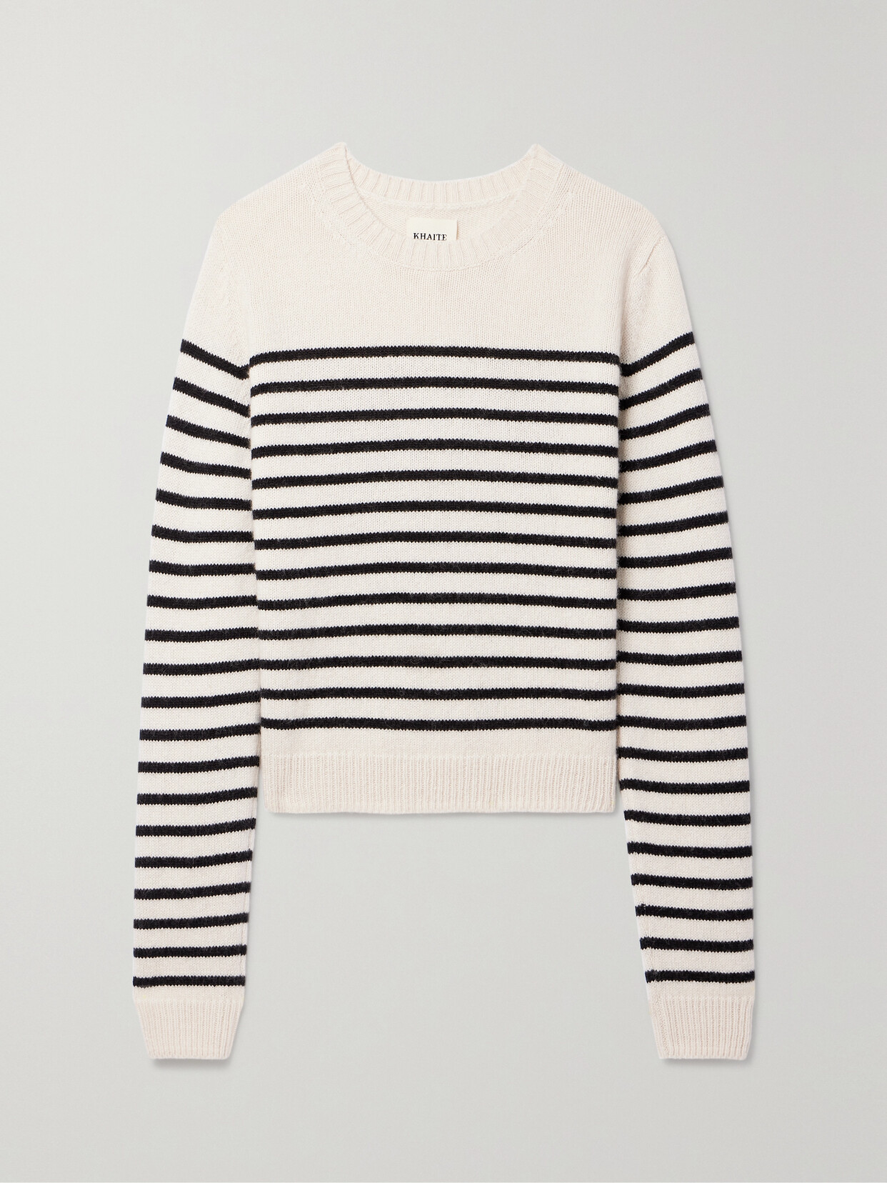 Shop Khaite Diletta Striped Cashmere Sweater In Neutrals