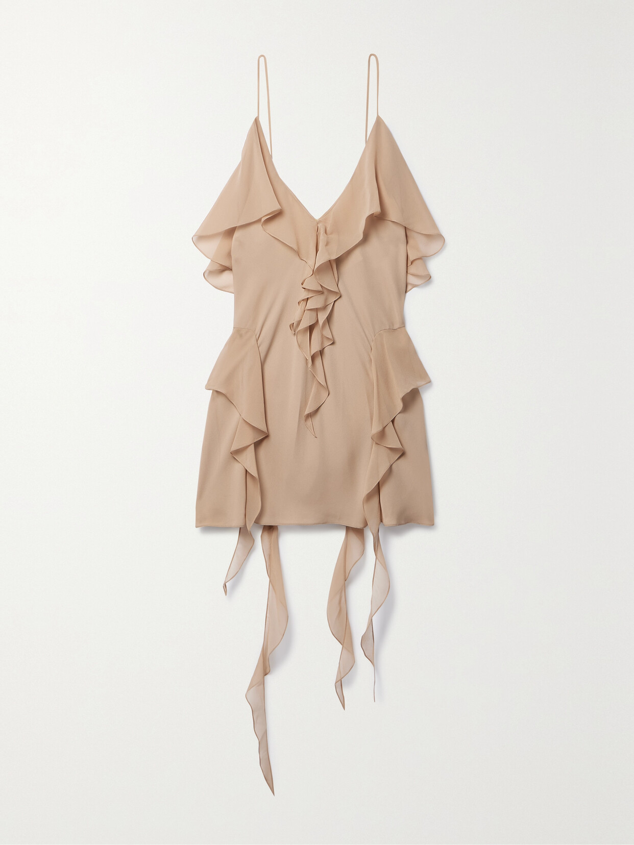 Shop Khaite Piet Ruffled Silk-georgette Camisole In Neutrals