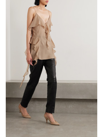 KHAITE Piet ruffled silk-georgette camisole