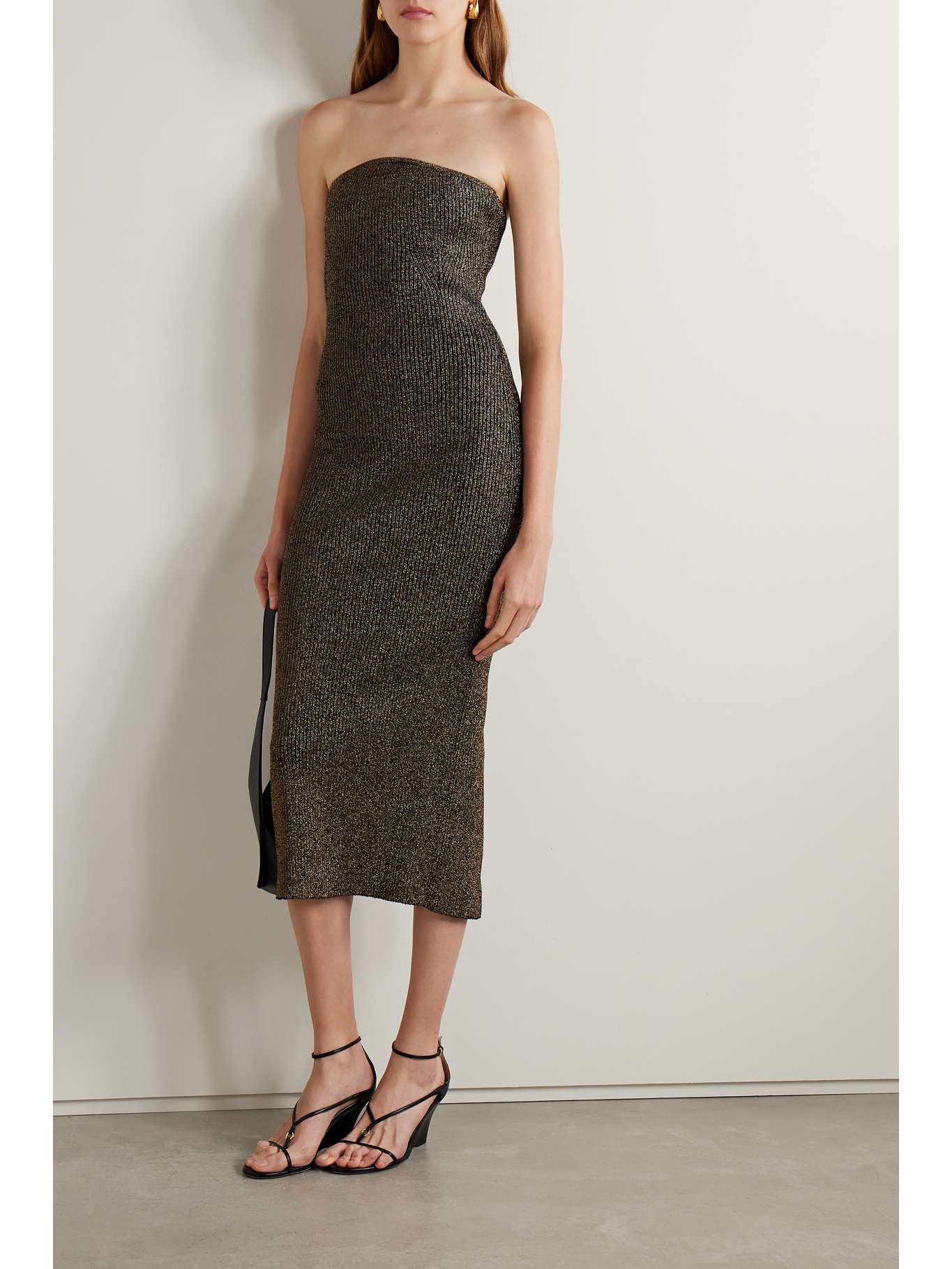 Kara Ruched Cami Dress Sheer Metallic Knit