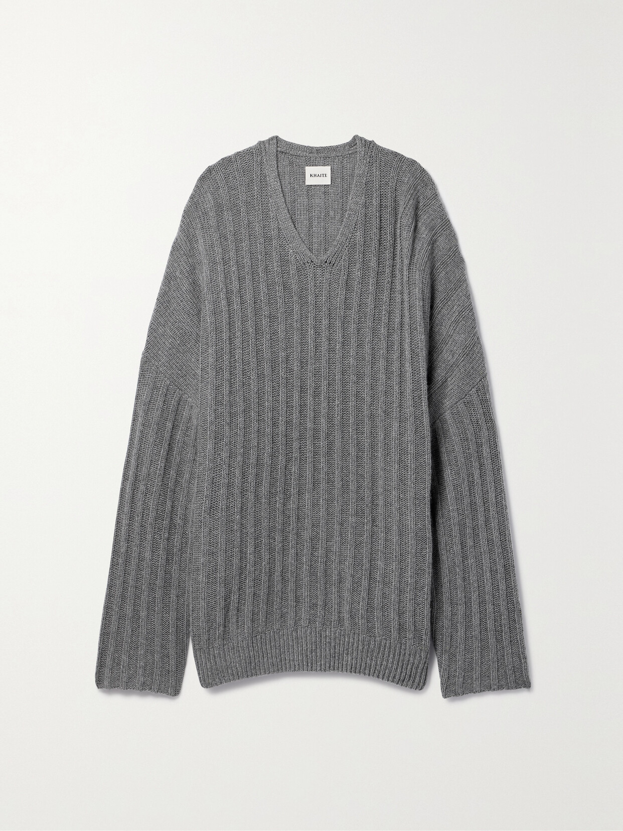 Khaite Maddox Oversized Ribbed Cashmere Jumper In Grey