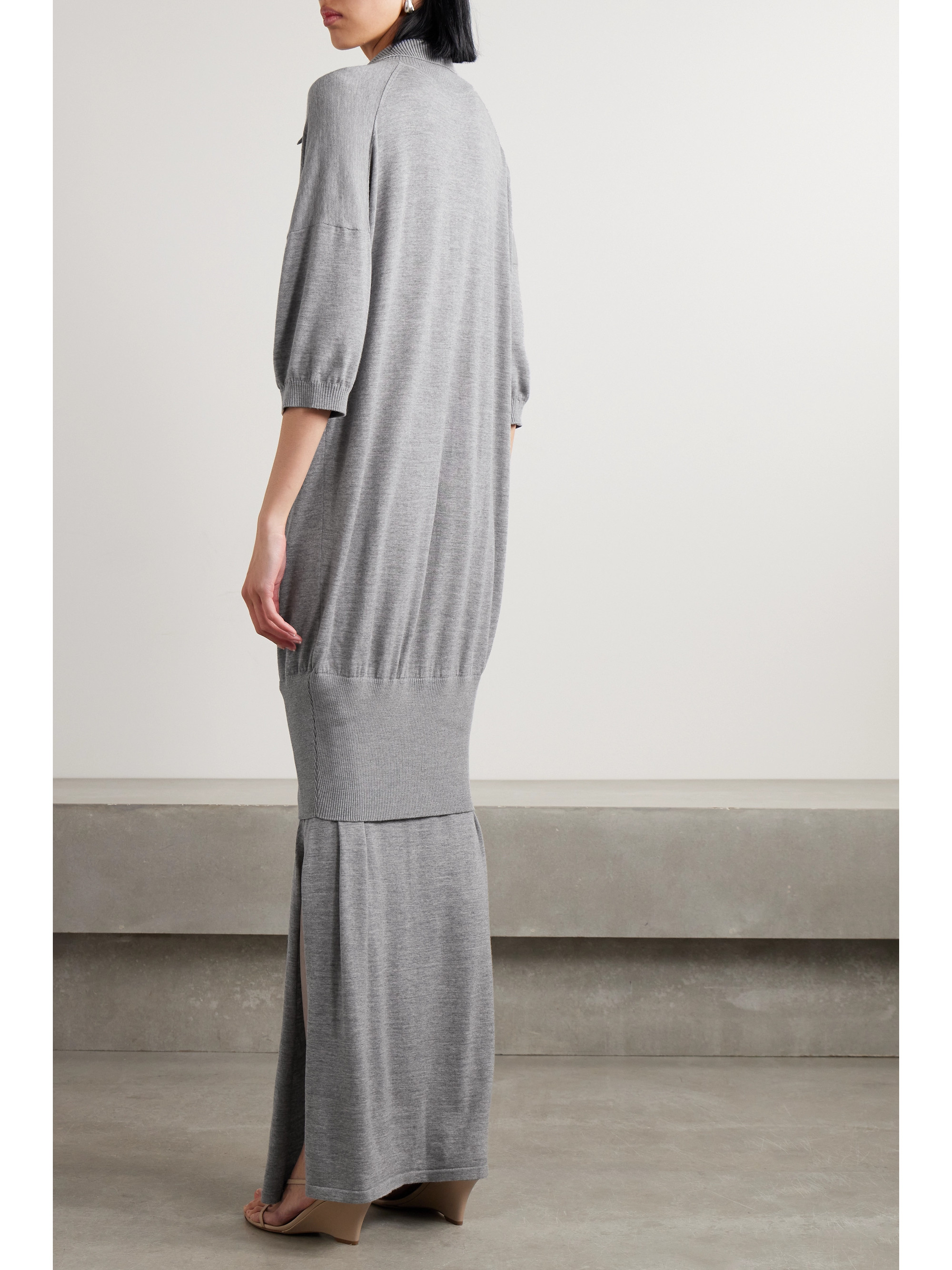 KHAITE Rue layered merino wool-blend maxi dress thumbnail