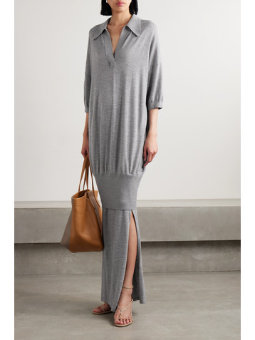 KHAITE Rue layered merino wool-blend maxi dress