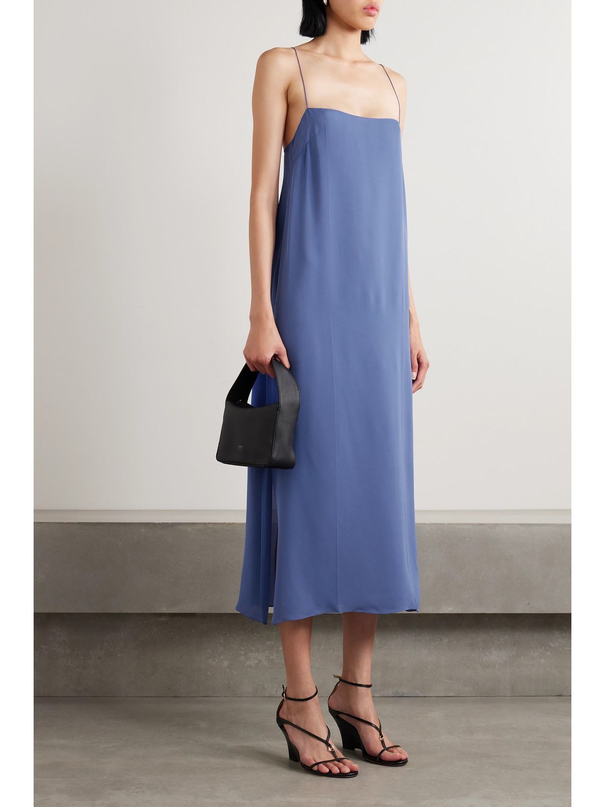 Shop Khaite Sicily Silk-georgette Midi Dress In Blue