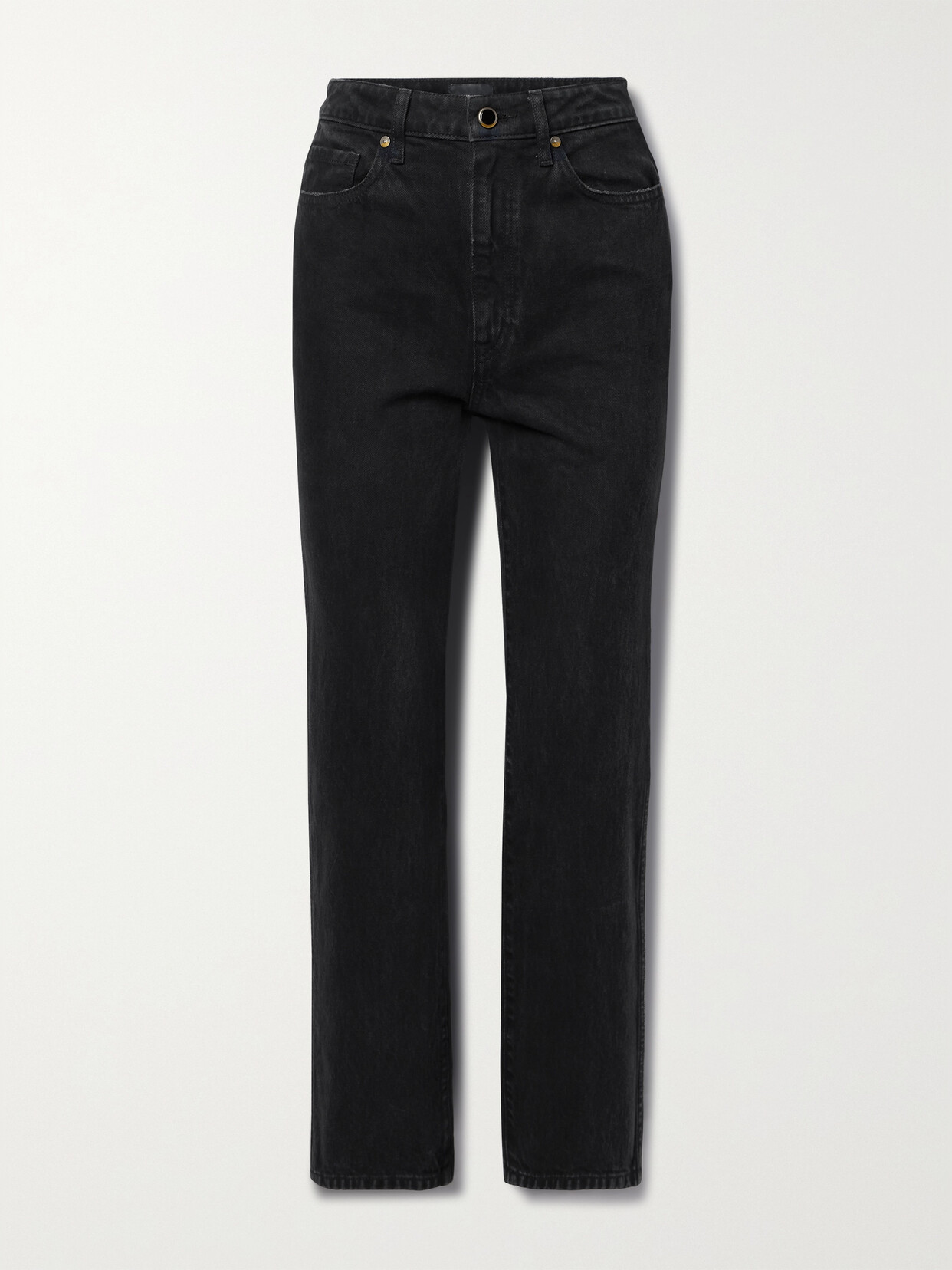 Khaite Abigail Cropped High-rise Straight-leg Jeans In Black