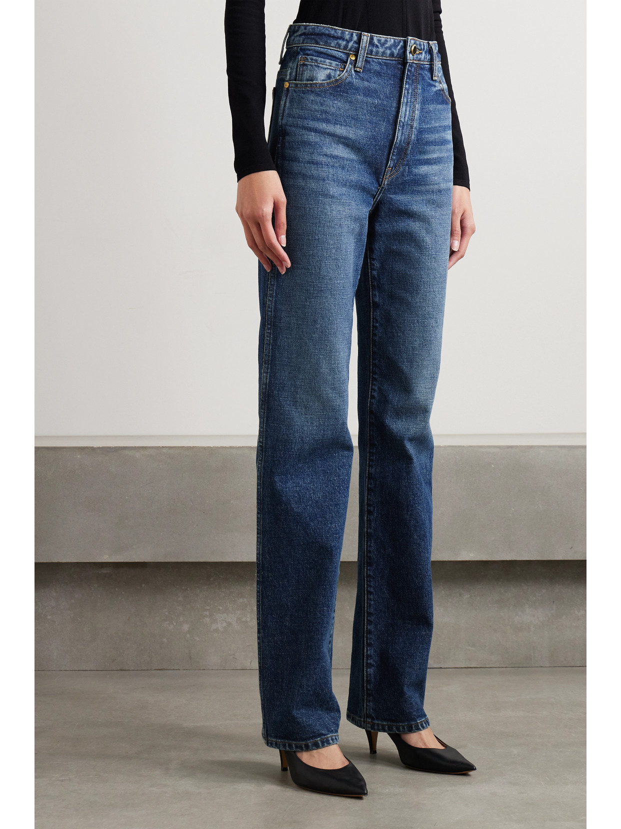 Shop Khaite Danielle High-rise Slim-leg Jeans In Blue