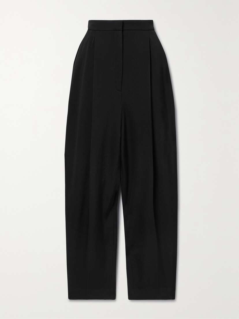 Khaite Ashford Pleated Wool-blend Twill Tapered Pants