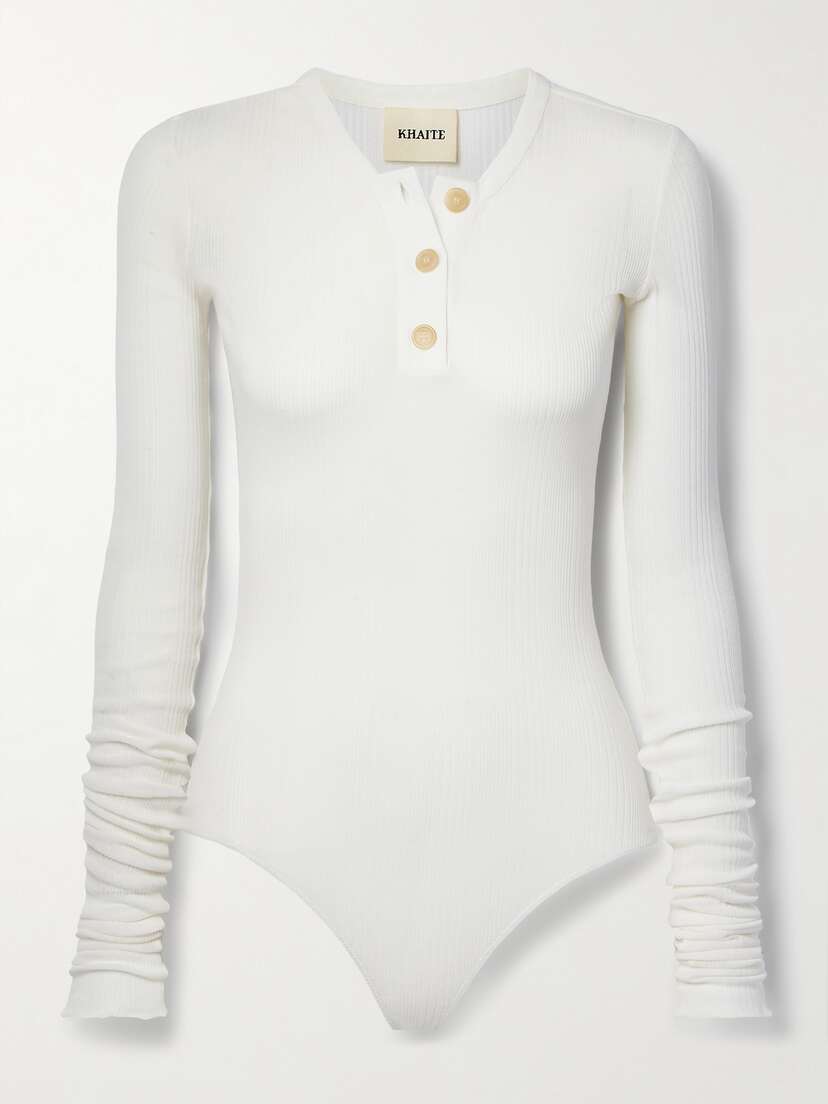 Khaite Janelle Ribbed Cotton-blend Bodysuit
